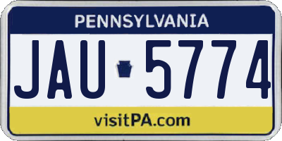PA license plate JAU5774