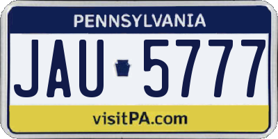 PA license plate JAU5777