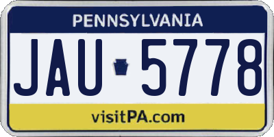 PA license plate JAU5778