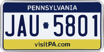 PA license plate JAU5801