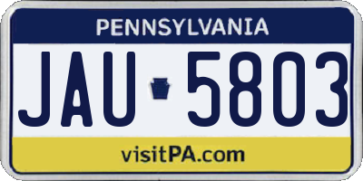 PA license plate JAU5803