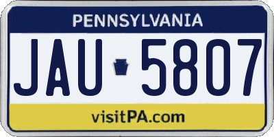 PA license plate JAU5807