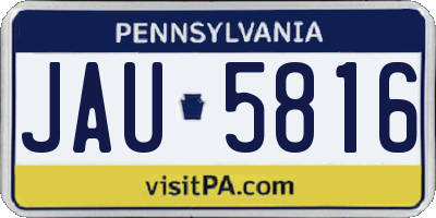 PA license plate JAU5816