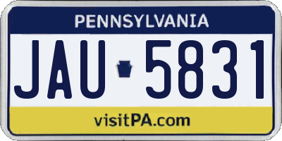 PA license plate JAU5831