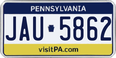 PA license plate JAU5862