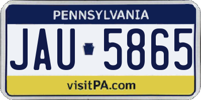 PA license plate JAU5865