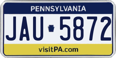 PA license plate JAU5872