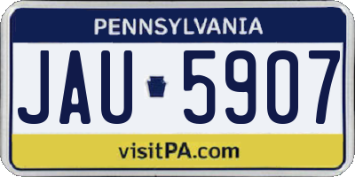 PA license plate JAU5907