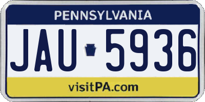 PA license plate JAU5936