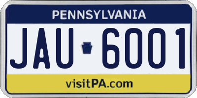 PA license plate JAU6001