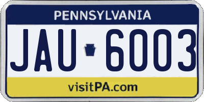 PA license plate JAU6003
