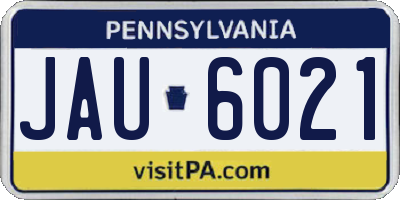 PA license plate JAU6021
