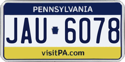 PA license plate JAU6078