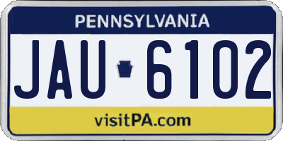 PA license plate JAU6102