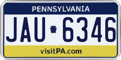 PA license plate JAU6346