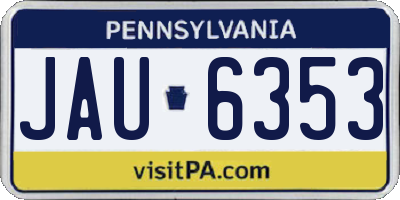 PA license plate JAU6353