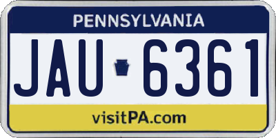 PA license plate JAU6361