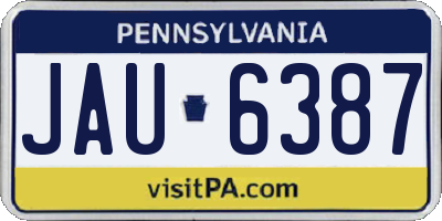 PA license plate JAU6387