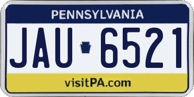 PA license plate JAU6521