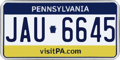 PA license plate JAU6645