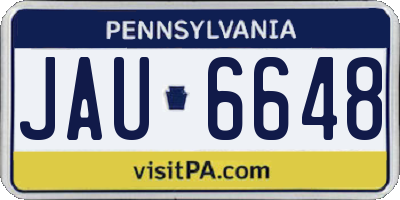 PA license plate JAU6648