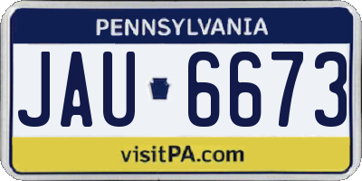 PA license plate JAU6673
