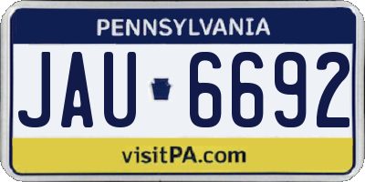 PA license plate JAU6692