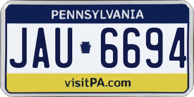 PA license plate JAU6694