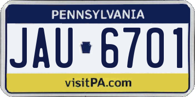 PA license plate JAU6701