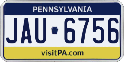 PA license plate JAU6756