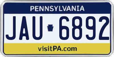 PA license plate JAU6892