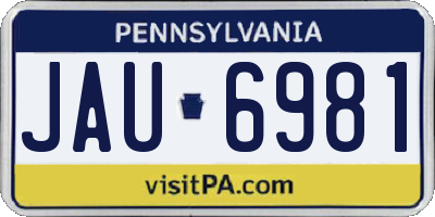 PA license plate JAU6981