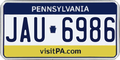 PA license plate JAU6986