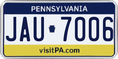 PA license plate JAU7006
