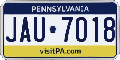 PA license plate JAU7018