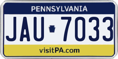 PA license plate JAU7033