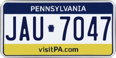 PA license plate JAU7047