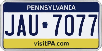 PA license plate JAU7077