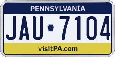 PA license plate JAU7104