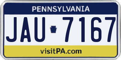 PA license plate JAU7167