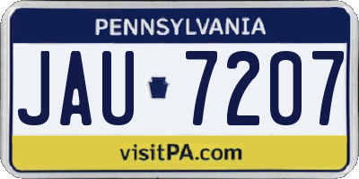 PA license plate JAU7207