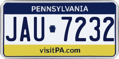 PA license plate JAU7232