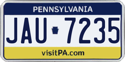 PA license plate JAU7235