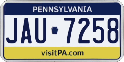 PA license plate JAU7258