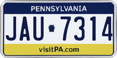 PA license plate JAU7314