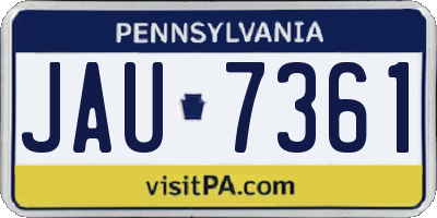 PA license plate JAU7361