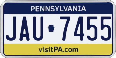 PA license plate JAU7455