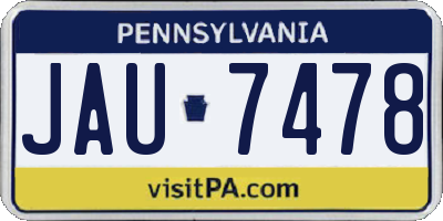 PA license plate JAU7478