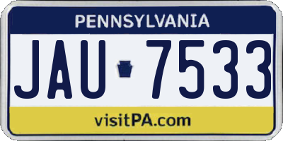 PA license plate JAU7533
