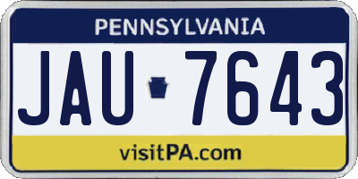 PA license plate JAU7643